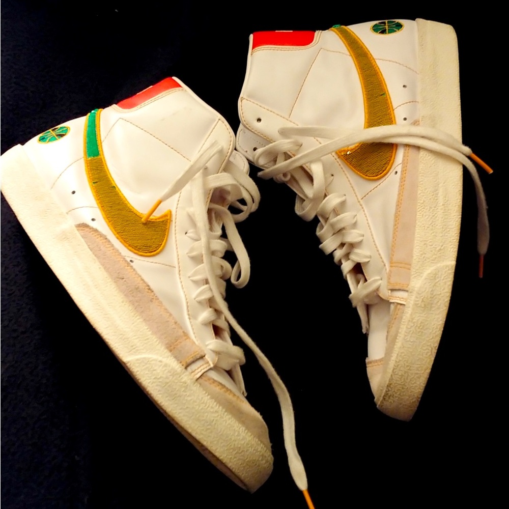 Nike Rayburn White and Gold High-Top Sneakers Size 13